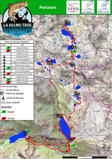 Le parcours de la Salmo Trek 2021 : 35 km, 3500 m de dénivelé positif, 12 lacs.