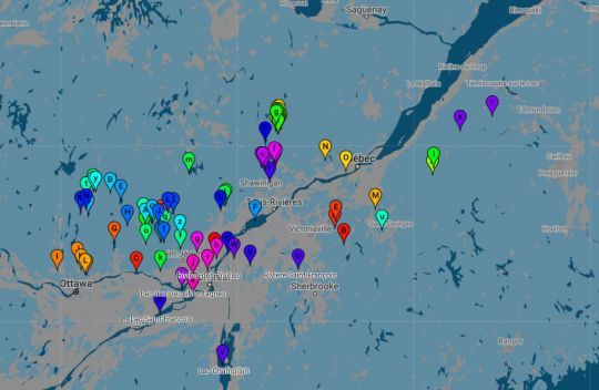 Répartition du maskinongé au Québec, source : missionmaskinonge.com.