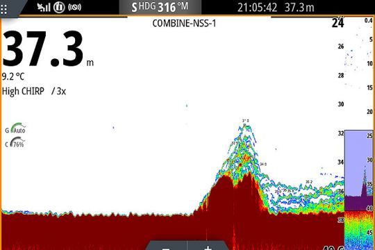 Détection de lieu jaune sur le Simrad NSS9 evo3S