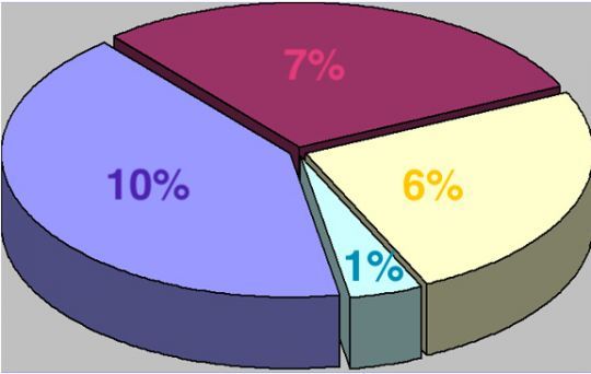 Répartition des éléments les plus importants : 10% glucides, 7% fibres, 6% protéines et 1% lipides. 