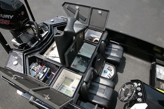 A Bass Boat has lots of storage space