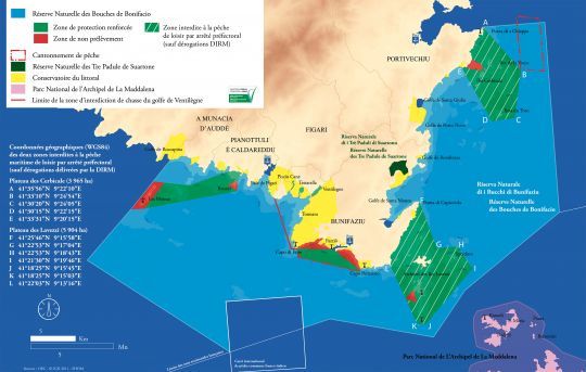 Carte de la réserve des Bouches de Bonifacio