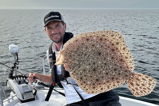 Joli turbot pris sur un riden à Dieppe