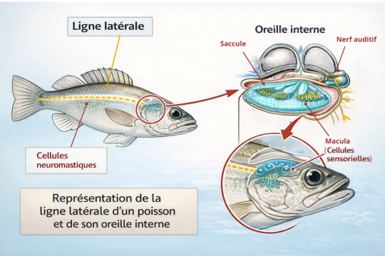 Ligne latérale et oreille interne, ou comment le poisson entend.