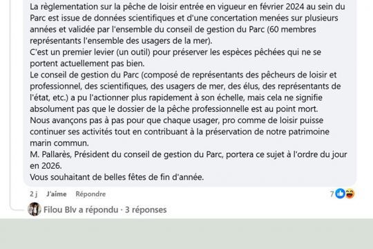 La suite du commentaire justificatif du Parc