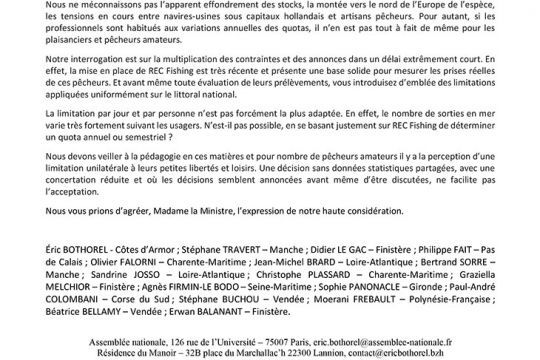 Le courrier des 17 d&eacute;put&eacute;s &agrave; la ministre