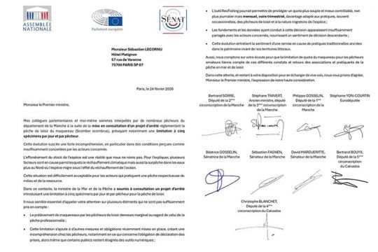 Courrier de St&eacute;phane TRAVERT et 9 autres d&eacute;put&eacute;s