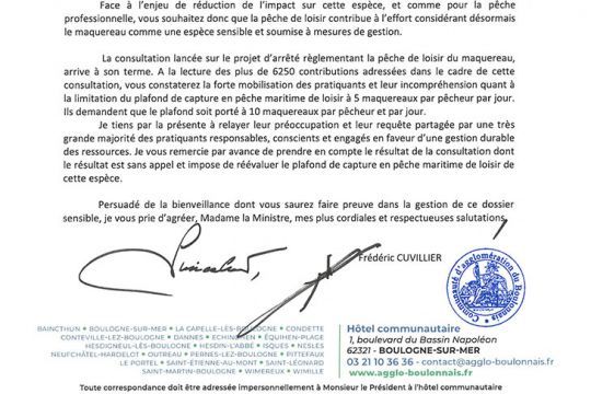 Courrier de l'ancien Ministre de la p&ecirc;che Fr&eacute;d&eacute;ric Cuvillier