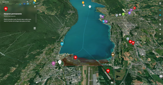 Ici, on voit bien une des r&eacute;serves permanentes du lac du Bourget avec cette indication en l&eacute;gende : 