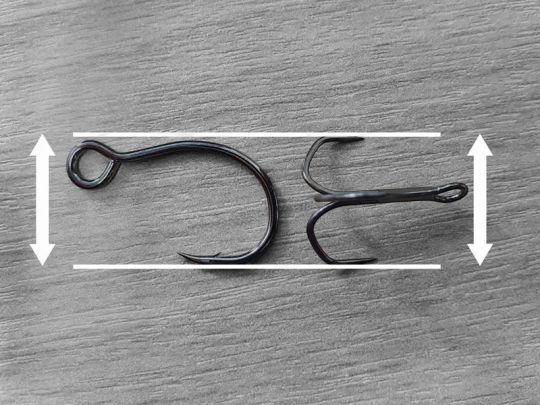 Il est important de bien prendre en compte la taille de l'hame&ccedil;on triple avant de le remplacer par un hame&ccedil;on simple.