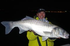 Enorme bar pris en bateau � la tomb�e de la nuit